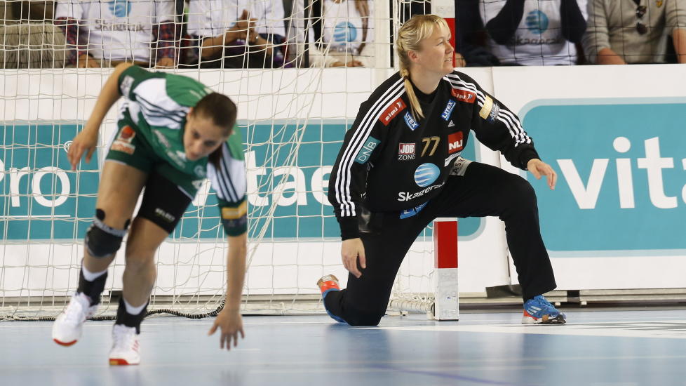 SL�TT, MEN IKKE UTSL�TT: Larviks keeper Cecilie Leganger under dagens Champions League-finale mot Gy�r. Larvik tapte 21-24, men Leganger er fast bestemt p� at de kan snu det p� bortebane om seks dager. Foto: Terje Bendiksby / NTB Scanpix
