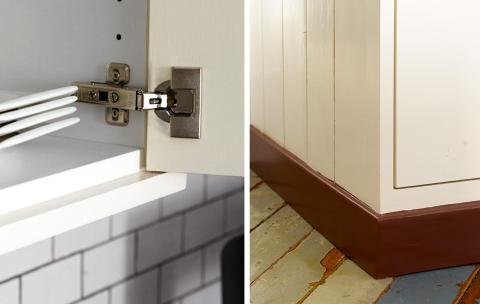 8 og 9: Rammen gj�r at du f�r innfelte d�rer.   Bredden p� sokkellisten bestemmer h�yden p� innredningen. Foto: �ivind Lie