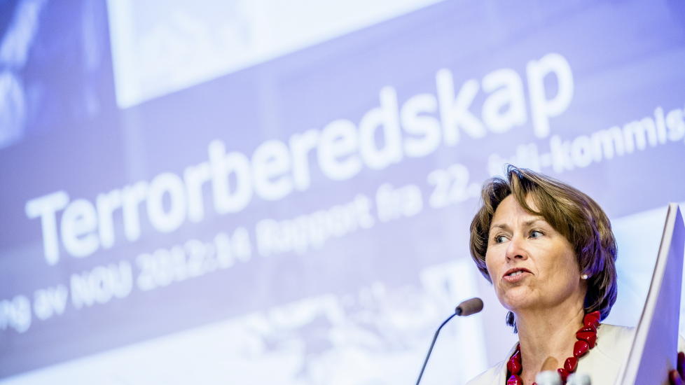 ANTITERRORFORSLAG: Justis- og beredskapsminister Grete Faremo �nsker � kriminalisere kj�p av ulike midler som kan brukes til terrorvirksomhet. Foto: Stian Lysberg Solum / NTB scanpix