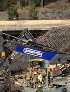 Betongbru kollapset over bil p� nye E6 i Trondheim