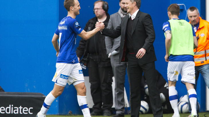 MOTIVERER: Ole Gunnar Solskj�r (t.h.) brukte Aafk-trenerens ord fra i v�r som motivasjon for Molde-gutta. Det bektrefter Magnus Wolff Eikrem. Foto: Svein Ove Ekornesv�g / NTB scanpix