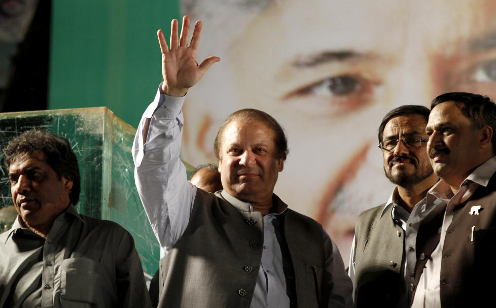 HAR ERKL�RT SEG SOM VINNER:  Nawaz Sharif har erkl�rt seg selv som vinneren av dagens valg i Pakistan Foto: Anjum Naveed/ Ap Photo