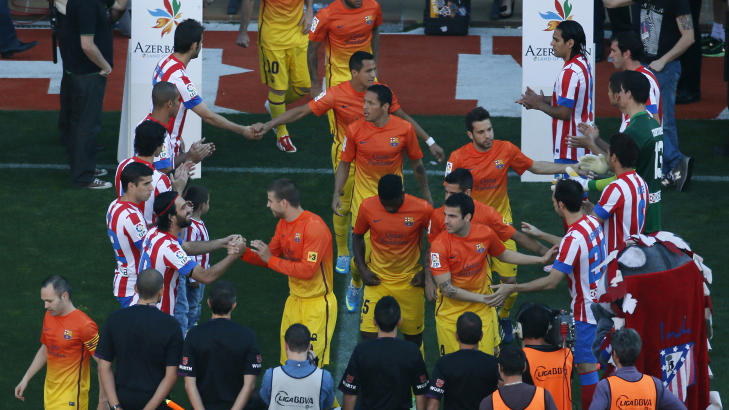 �RESVAKT: Barcelona er spanske ligamestre. Av Atletico Madrid fikk de �resvakt i dag. Foto: REUTERS/Javier Barbancho