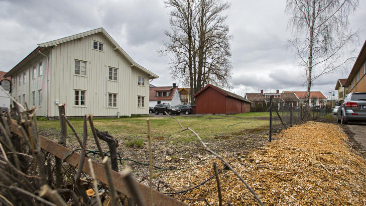 STORGATA 3: Det var i Jessheim sentrums eldste hage at nedfellingen av tr�rna fant sted i vinter. D�hlie har tidligere beklaget � ha hogget ned de vernede tr�rne. Foto: Torbj�rn Berg / Dagbladet