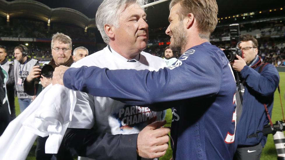  SERIEMESTRE: I g�r tok Carlo Ancelotti franske PSG og David Beckham til klubbens f�rste seiergull p� 19 �r. N� er han �nsket av real madrid, bekrefter klubbledelsen. Foto: EPA / GUILLAUME HORCAJUELO / NTB Scanpix