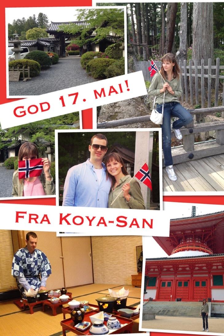 <b>JAPAN:</b> Gratulerer med dagen! Vi feirer 17. mai på Fukuchiin-tempelet i Koya-san, og nyter vegetarmat tilberedt av buddhistiske munker. Hilsen Sindre og Irene.