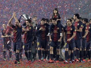 Barcelonas gullfeiring druknet i regn