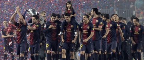Barcelonas gullfeiring druknet i regn