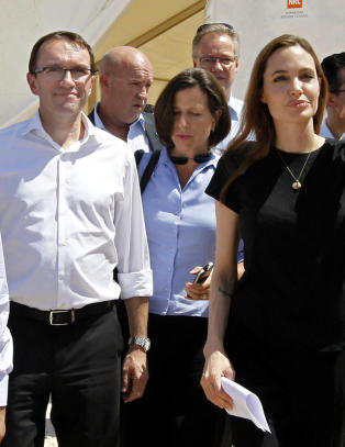 Angelina Jolie og Espen Barth Eide møtte syriske flyktninger sammen