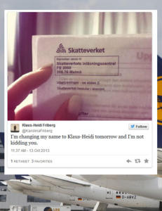 Flyselskapet har fått 42 svensker til å skifte navn til Klaus-Heidi