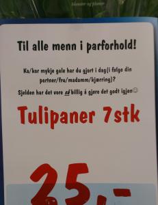 «Til alle menn i parforhold: Sjelden har det vore så billig å gjøre det godt igjen»