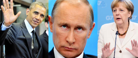I dag møtes Obama, Merkel og Putin for første gang etter urolighetene i Ukraina startet
