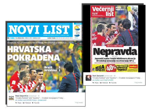 - Kroatia robbet, står det i kroatiske aviser i dag. 