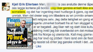 «Jeg liker ganske enkelt ikke arabere, pakistanere og somaliere»