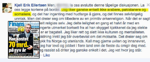 «Jeg liker ganske enkelt ikke arabere, pakistanere og somaliere»