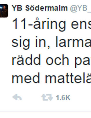 11-�ringen var alene hjemme og ringte politiet. Patruljen ble igjen og hjalp ham med leksene