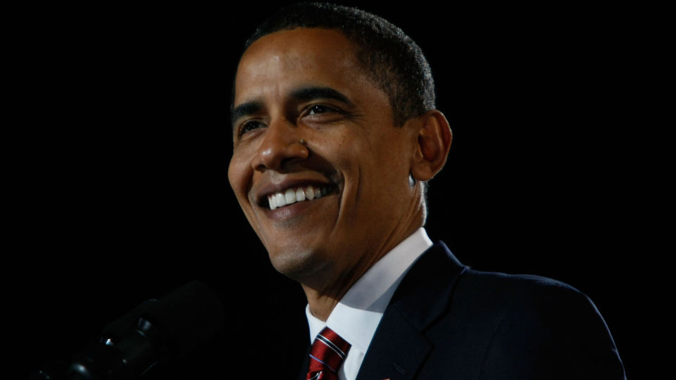 SEIERHERREN: Barack Obama ble utropt til valgets vinner litt over klokka fem i morges. Foto: Joe Raedle/Scanpix/AFP