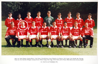 DE SOM KLARTE DET: David Beckham fikk �tte titler med Manchester United, tre med Real Madrid og har n� 104 landskamper. Giggs, Scholes, Butt og Gary Neville har til sammen mer enn 40 mesterskap for United. Keith Gillespie og Robbie Savage har hundrevis av Premier League-kamper. Alle de resterende i f�rsteelleveren har A-kamper for Manchester United, alle minus George Switzer.