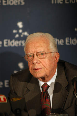  REAGERER:  Jimmy Carter gikk offentlig ut mot Kanye West i Georgia i dag. Foto: Scanpix