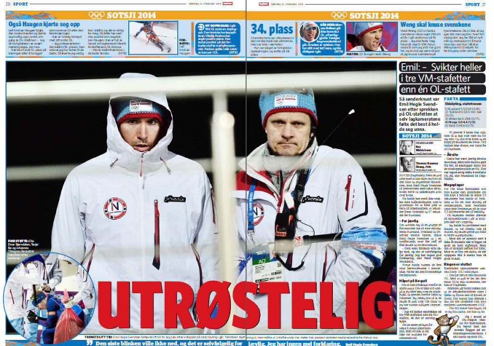 <b> SLIK GIKK DET SIST: </b> Faksimile fra Dagbladet dagen etter OL-stafetten.