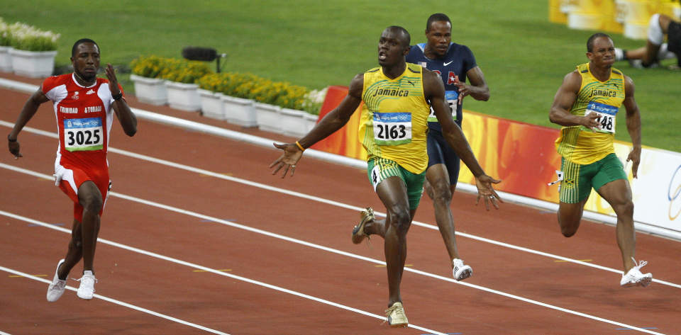 SUVEREN: Her setter Usain Bolt verdensrekord p� 100 meter i OL. Foto: AFP