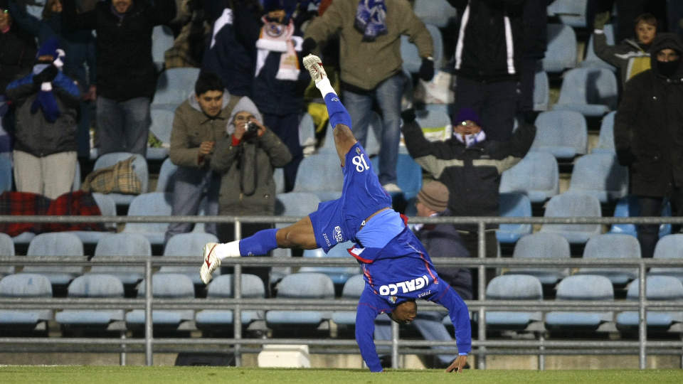 DERBYDR�M: Ikechuwku Uche feirer Getafes siste scoring i 3-1-seieren over Real Madrid. Foto: SCANPIX/REUTERS/Juan Medina