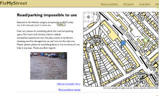 - DET G�R IKKE AN � PARKERE I GATA MI: Skriver en beboer til FixMyStreet. Kartet viser hvor gata er, og mms-fotoet fungerer som bevis. Fra: FixMySteet.org