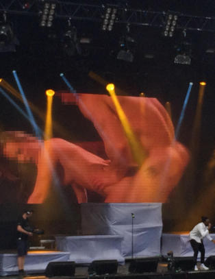 Viste porno p� storskjerm p� Slottsfjellfestivalen, med barn til stede