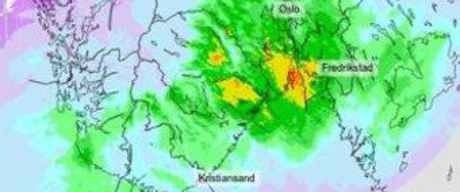 Over 100 millimeter to steder i Sør-Norge. Her er lista over mest regn siste døgn. 