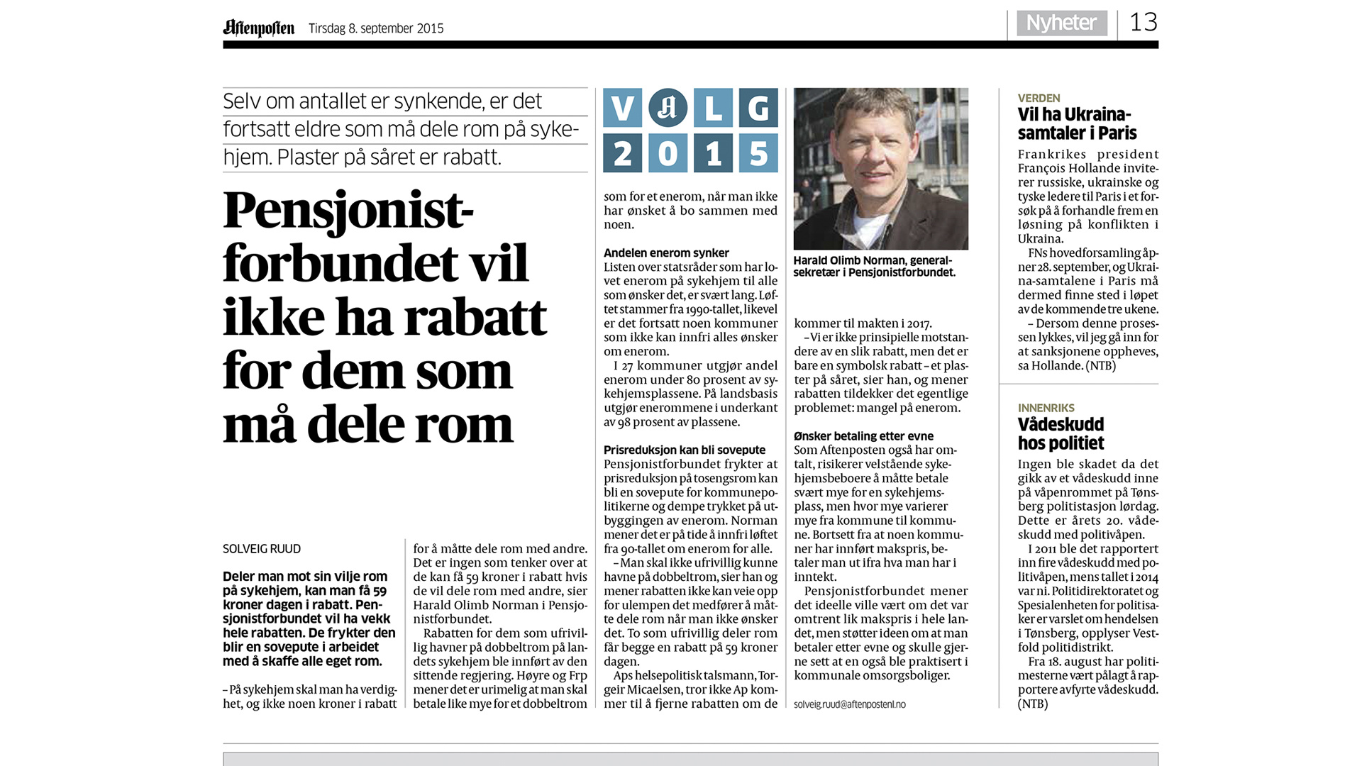 Faksimile Aftenposten.