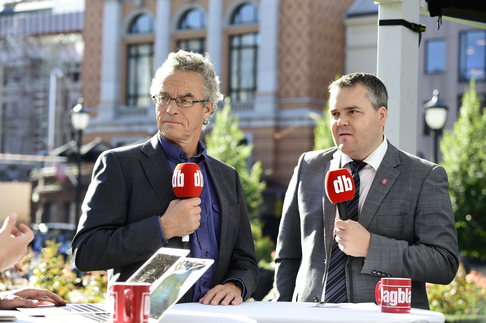 Rasmus Hansson (MdG) og Roy Steffensen (Frp) under bompengedebatten. 