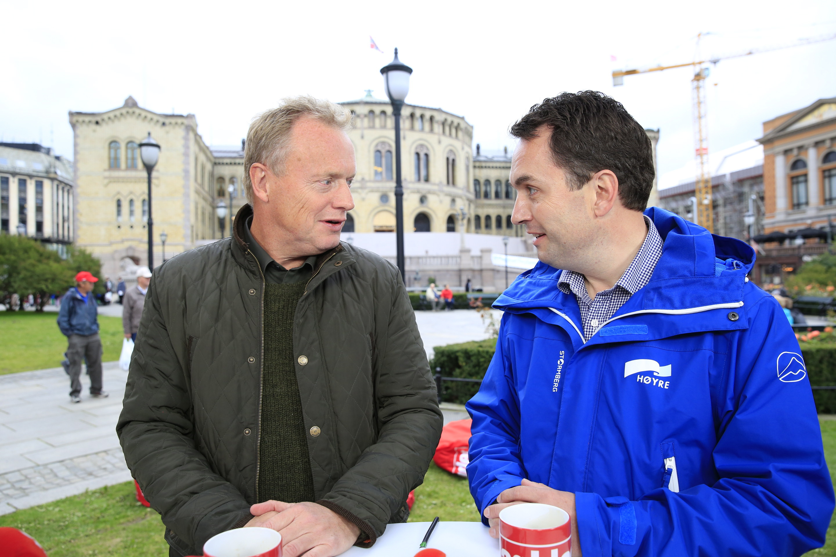 Raymond Johansen og Stian Berger Røsland under byrådslederduellen. 