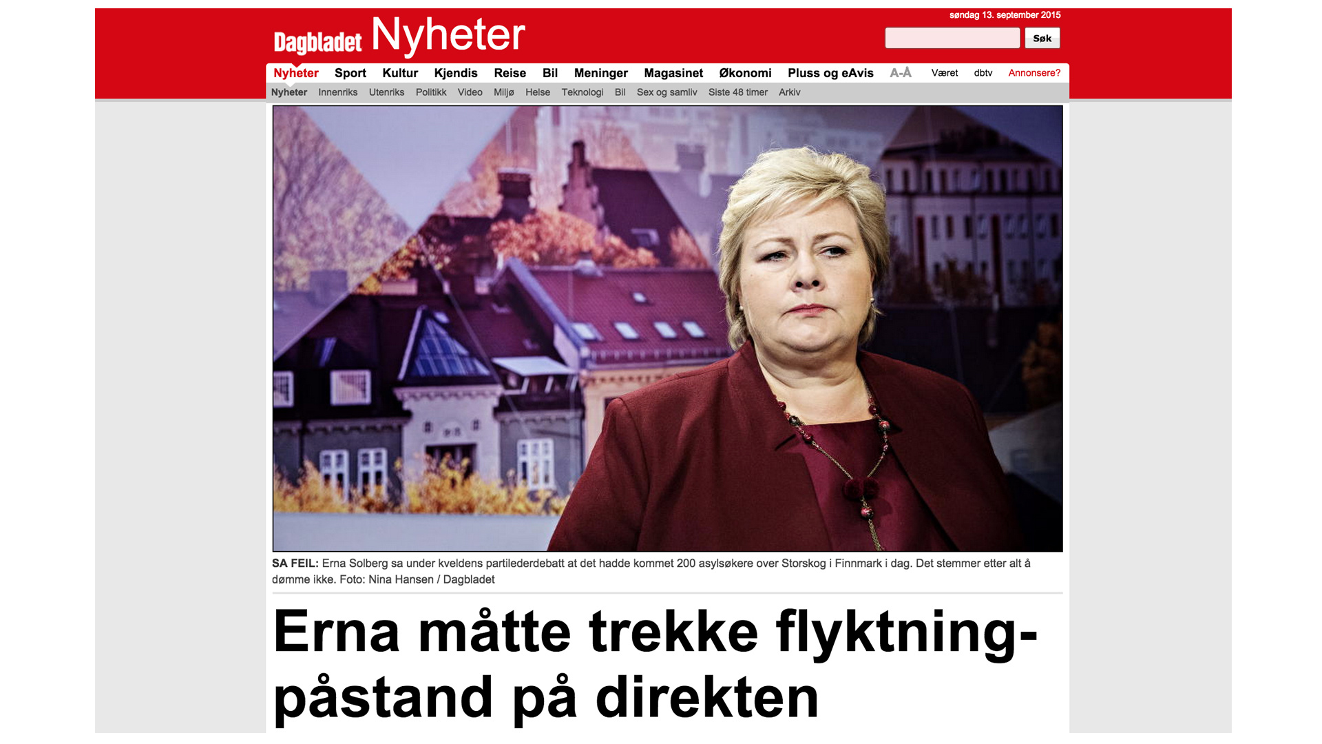 <B>SKIVEBOM:</b> Erna Solbergs flyktning-bom ble raskt mye omtalt. 

- En sjelden glipp av Erna Solberg. Hun har vært en tallmaskin uten like, sier Dagbladets kommentator, Marie Simonsen. 