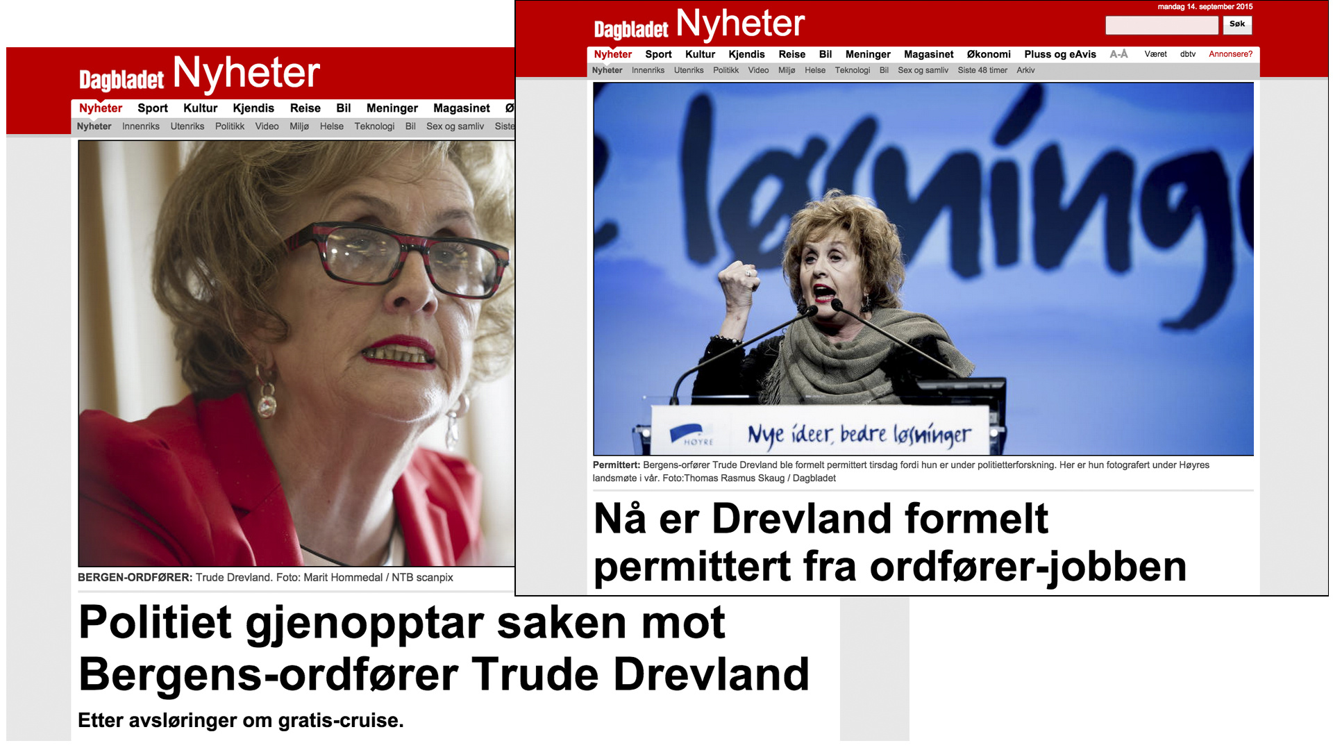 <B>DREVLAND-SAKEN:</b> Ordfører i Bergen, Trude Drevland, er under etterforskning - og har derfor ikke deltatt i valgkampen. Det har satt sitt preg på byen, hvor man er spent på om det blir et skifte i kveld. 