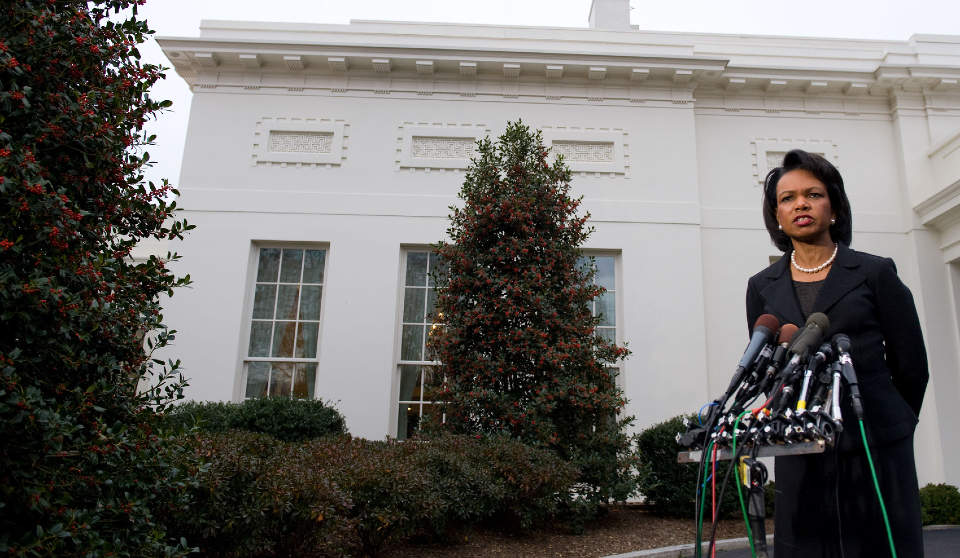 M�TTE PRESSEN I DAG: Utenriksminister Condoleezza Rice i USA: Foto: AFP PHOTO / Saul LOEB/SCANPIX
