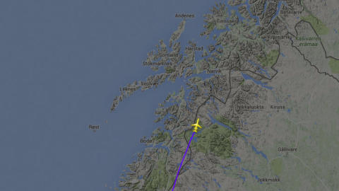 MAYDAY: Bildet viser flyets siste registrerte posisjon på radaren ved den lille byen Ritsem i Norrbottens län i Sverige. Flyet var da rundt 10 000 meter over havet. Foto: Flightradar24.com MAYDAY: Bildet viser flyets siste registrerte posisjon på radaren ved den lille byen Ritsem i Norrbottens län i Sverige. Flyet var da rundt 10 000 meter over havet. Foto: Flightradar24.com