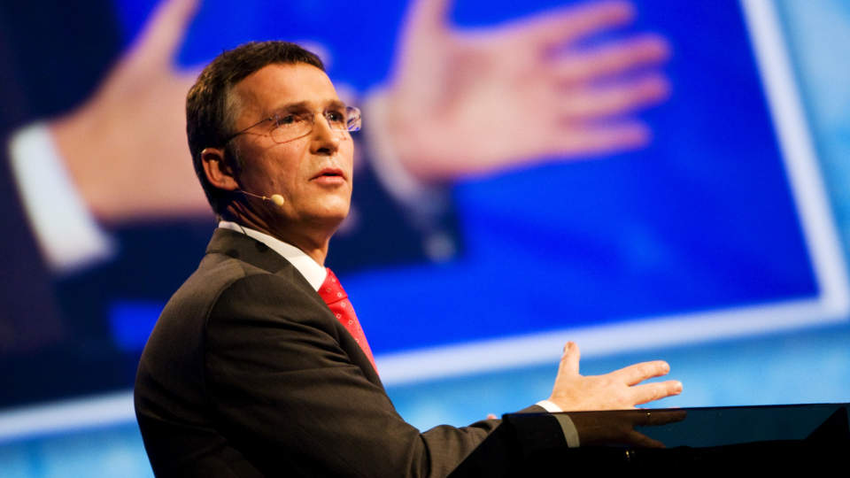 Jens Stoltenberg talte til NHOs �rskonferanse i Operaen i Oslo onsdag morgen. 
Foto: H�kon Mosvold Larsen / SCANPIX