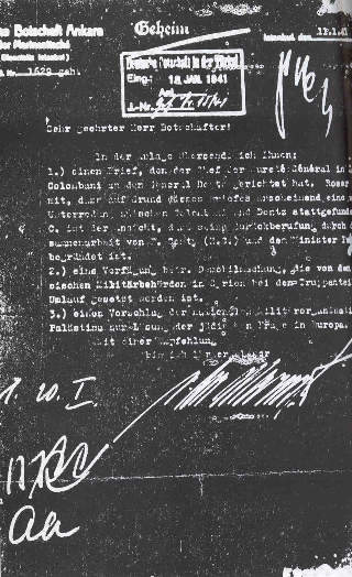 FORSLAG OM SAMARBEID MED NAZISTENE: Brevet der samarbeid mellom Stern-gjengen og nazistene ble foresl�tt. Brevet ble sendt til Berlin, men aldri besvart av tyskerne. Foto: WIKIMEDIA