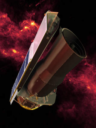 SPITZER-TELESKOPET: NASAs instrument g�r i bane rundt Jorden og er spesielt f�lsomt for infrar�d str�ling. Datasimuleringer viser at Spitzerteleskopet er perfekt til diamantjakt. Illustrasjon: NASA/JPL-Caltech/Scanpix