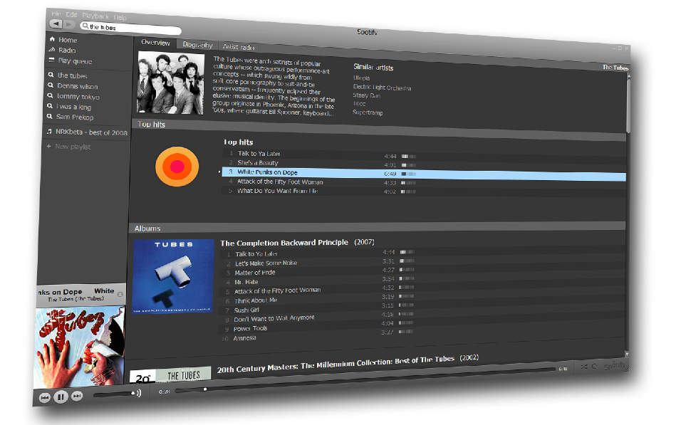 KAN DEN BLI L�NNSOM?: Utgiftene tjenester som Spotify har p� streaming er for h�ye til at de kan dekkes inn av reklame, mener ekspert. I g�r offentliggjorde Spotify at de ogs� vil drive med MP3-salg.