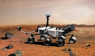 SKAL LETE ETTER LIV: Nasas neste Mars-fart�y, �Mars Science Laboratory�, skal etter planen skytes opp i 2011. Med seg vil landingsfart�yet ha spesialutstyr for � unders�ke opphavet til metanforekomsten p� planeten. Illustrasjon: NASA/AFP/SCANPIX