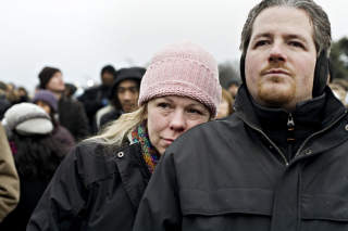 T�RER FOR OBAMA: Amy Pond (47) felte noen gledest�rer og st�ttet seg til ektemannen, da Obama talte. Foto: SVEINUNG UDDU YSTAD