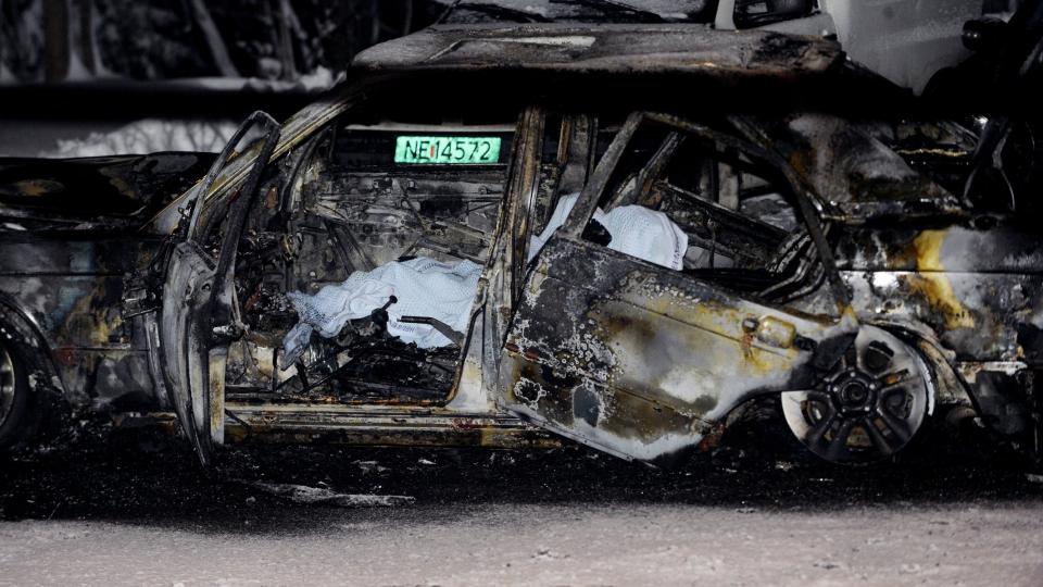 UTBRENT_ Den eller de som drepte Mohammed �Jeddi� Javed tidligere i m�neden satte fyr p� bilen etterp�. Foto: JOHN TERJE PEDERSEN