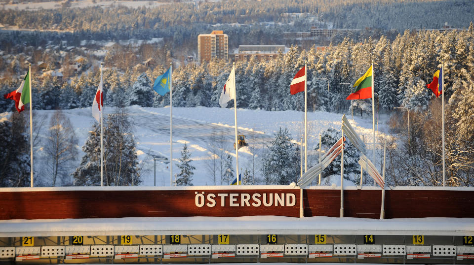 DOPINGTATT I SVERIGE: Tre russiske skiskyttere skal v�re tatt i doping etter verdenscup�pningen i �stersund.Foto: AFP/ OLIVIER MORIN