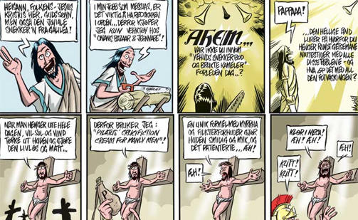 KRENKENDE?: Dette ble for hard kost for en prestefrue i Selbu. FAKSIMILE: Tegneserie av Mads Eriksen