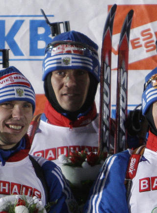 HERREL�PEREN: Dmitrij Jarosjenko skal v�re den mannlige l�peren som har avlagt positiv A-pr�ve. Her etter andreplass med stafettlaget 9. januar. Foto: SCANPIX/REUTERS/Tobias Schwarz