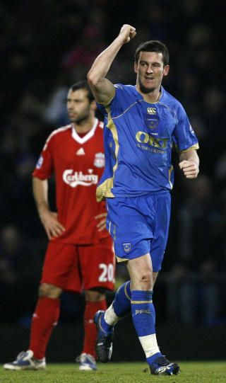 HADDE SEIEREN I LOMMA: David Nugent jubler over scoring mot Liverpool, men hjemmelaget skulle rote bort ledelsen b�de �n og to ganger, f�r det endte i tap.Foto: SCANPIX/AFP PHOTO/Glyn Kirk