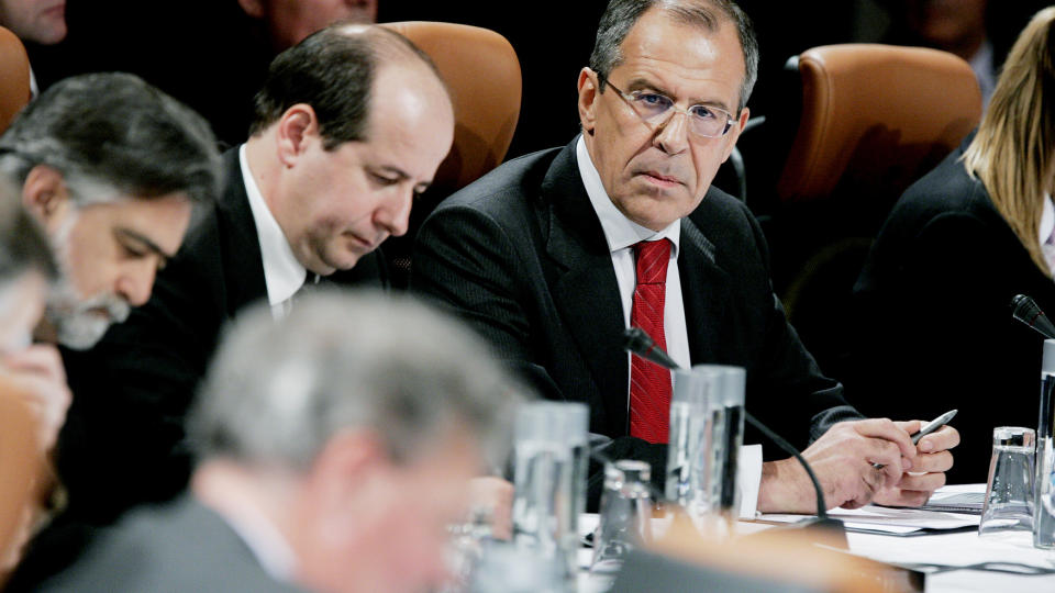 �PNER FOR FRAKT: Russlands utenriksminister Sergej Lavrov under NATO-Russland r�dets m�te i Oslo i 2007.
Foto: Stian Lysberg Solum / SCANPIX .