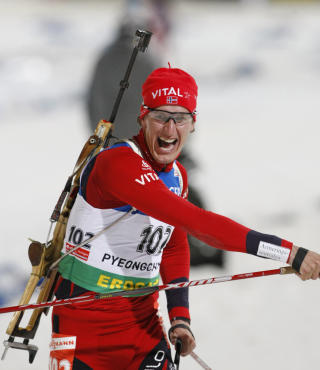 REVANSJERTE SEG: Lars Berger var skuffet da han ble vraket til sprintlaget, men revansjerte seg p� str�lende vis da han fikk muligheten til � g� likevel.Foto: REUTERS/Lee Jae-Won/SCANPIX