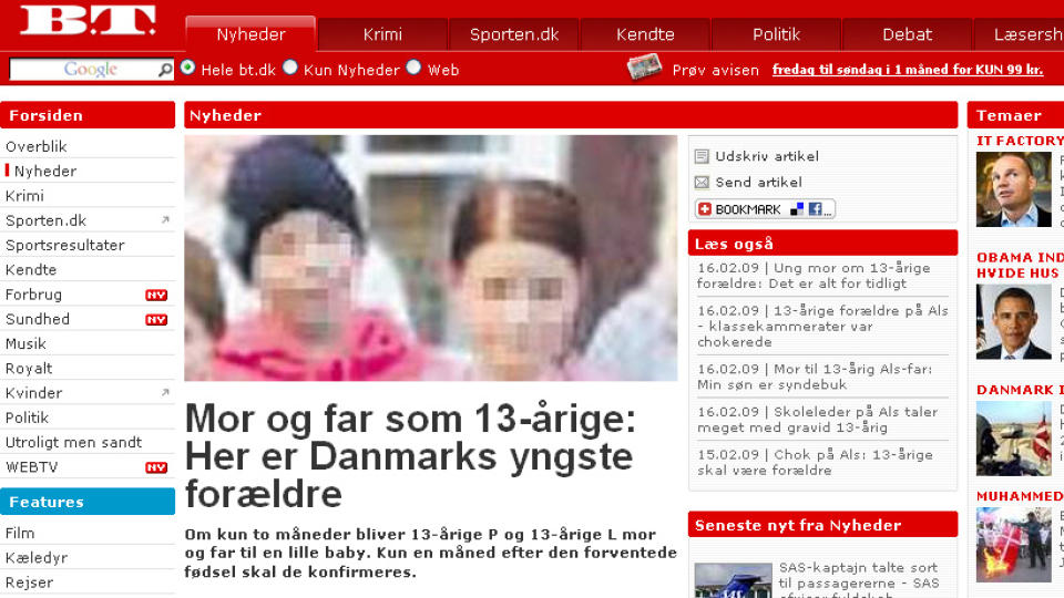SKAL BLI FORELDRE: Men 13-�ringene er ikke kj�rester lenger. Faksimile med tillatelse fra BT.dk.